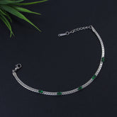 Stainless Steel Rosegold/Silver Plated Link Chain Emerald Bracelet